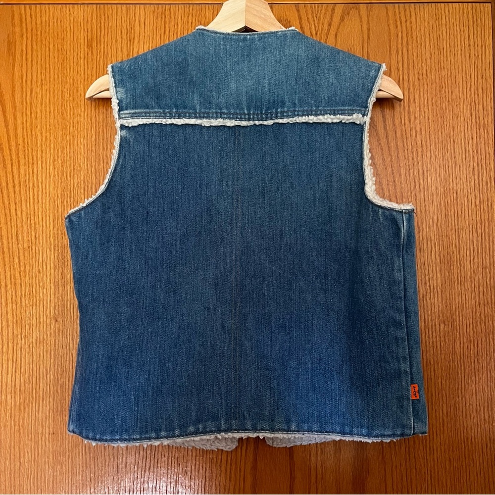 Levi's Orange Tag Blue Denim Sherpa Vest - Picture 2 of 8